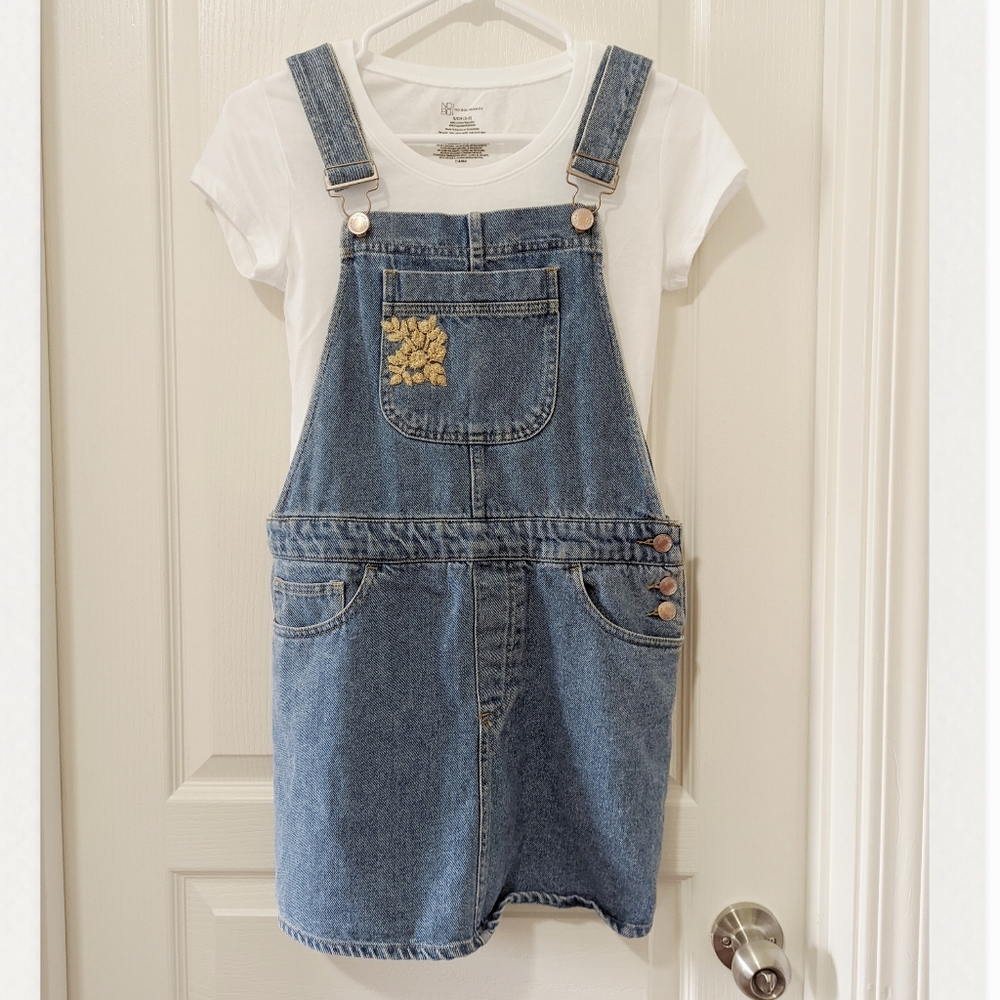 Denim Overall Skirt with White Tee